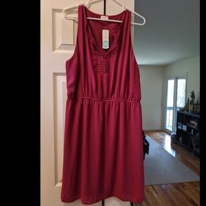 Hot Pink sleeve-less, elastic waist, dress